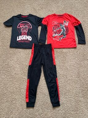 Power Forward Boys Black/Red 3pc Jogger Pants Set Size 5/6